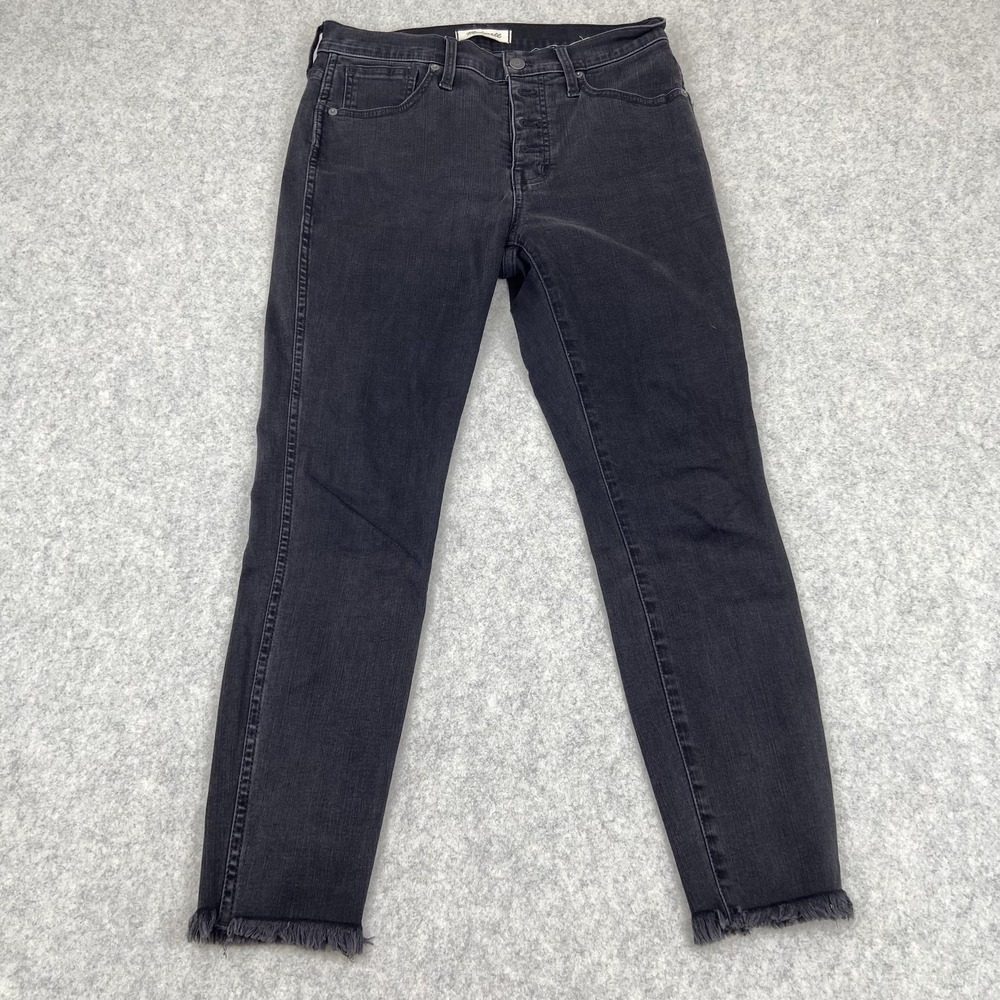 Madewell 10" High-Rise Skinny Jeans Womens 28P (30x26) Gray Charcoal Frayed Hem